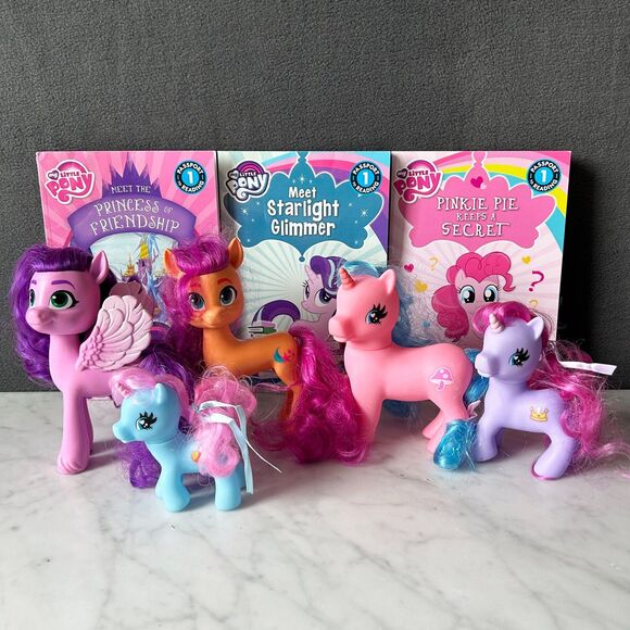 My Little Pony Lot of 5 Ponies & 3 Books Passport To Reading/Reading Together - Picture 1 of 11